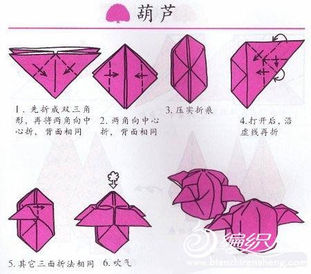 一种简单的儿童折纸葫芦的折法步骤